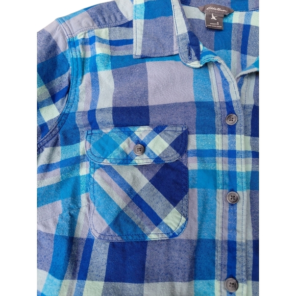 Eddie Bauer Blue Casual Button Down Flannel Shirt - Picture 3 of 7